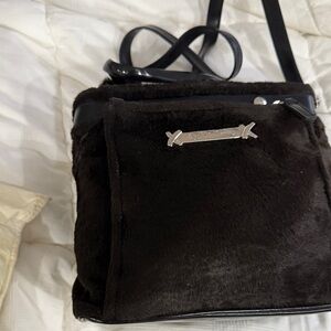 Elegant Black Faux Fur Shoulder Bag